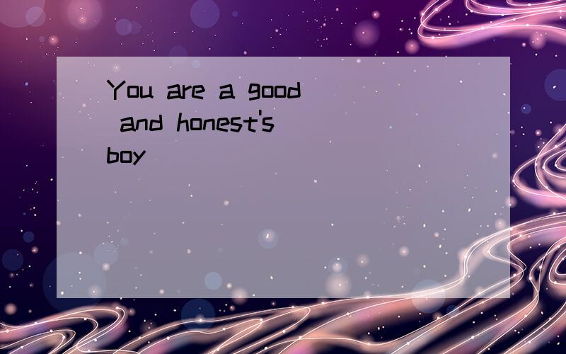 You are a good and honest's boy
