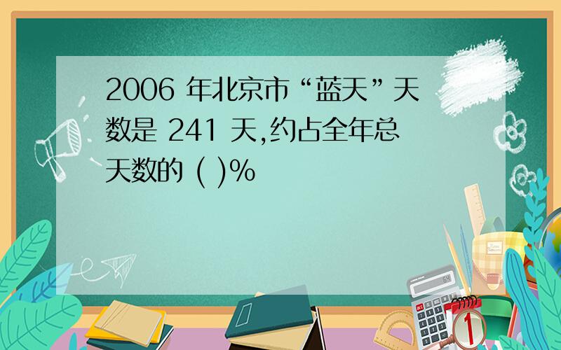 2006 年北京市“蓝天”天数是 241 天,约占全年总天数的 ( )%