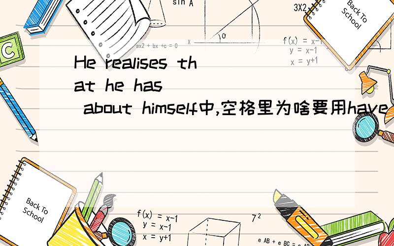 He realises that he has_____ about himself中,空格里为啥要用have been thinking而不用have thought?