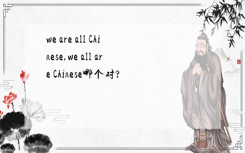 we are all Chinese,we all are Chinese哪个对?